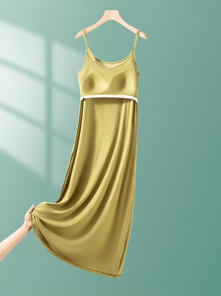 Modal Strappy Built-in Bra Summer Sleeveless Dress for Women 2025