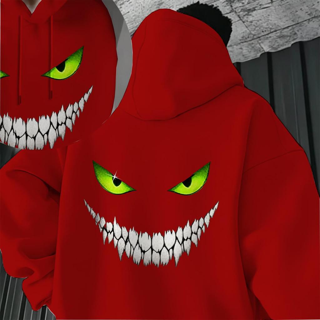 Men's Red 2D Graphic Breathable Hoodie - Comfortable Fabric, Fashionable & Versatile for Casual Daily Wear
