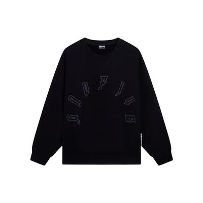 Li Ning Badfive Letter Round Neck Loose Sweatshirt Unisex Sweatshirt Black AWDT095-2