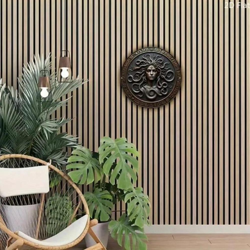 Vintage Medusa Bronze Metall Wandkunst 8x8 Zoll Schwarz Gold Heimdekoration