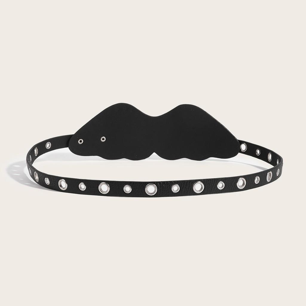 Faux Retro Trendy Leather Belt With Metal Pin Closure Bold Decorative Elements