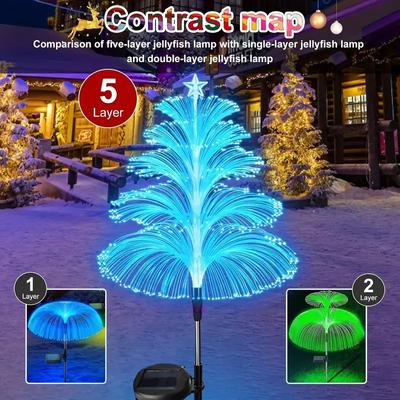 1/2/5 Camada Solar Natal Árvore Luzes Decorações Ao Ar Livre À Prova D' Água Fibra Óptica 7 Mudança de Cor para Quintal Caminho Exterior Presentes Decorativos
