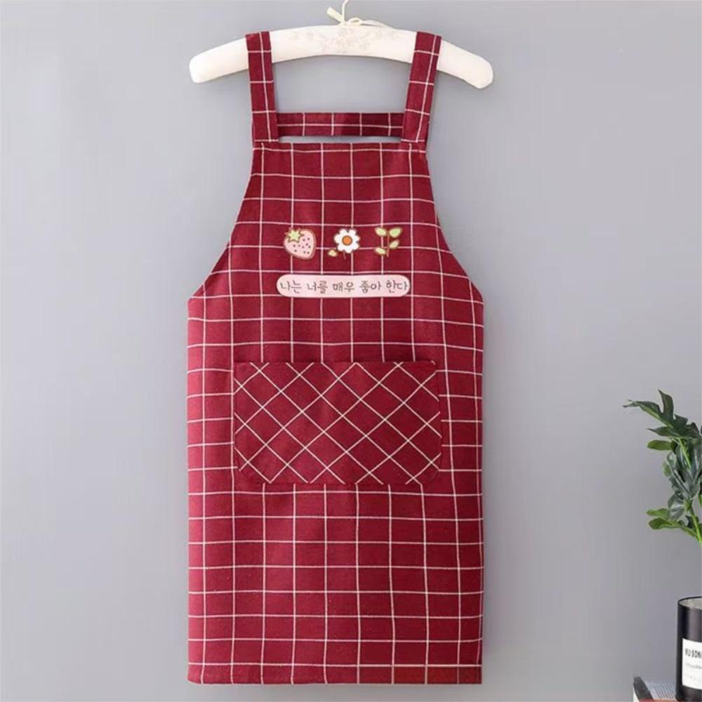 Comfortable Adjustable Cotton Apron with Pocket Waterproof Cooking Apron Breathable Oil Proof Bib Apron Kitchen