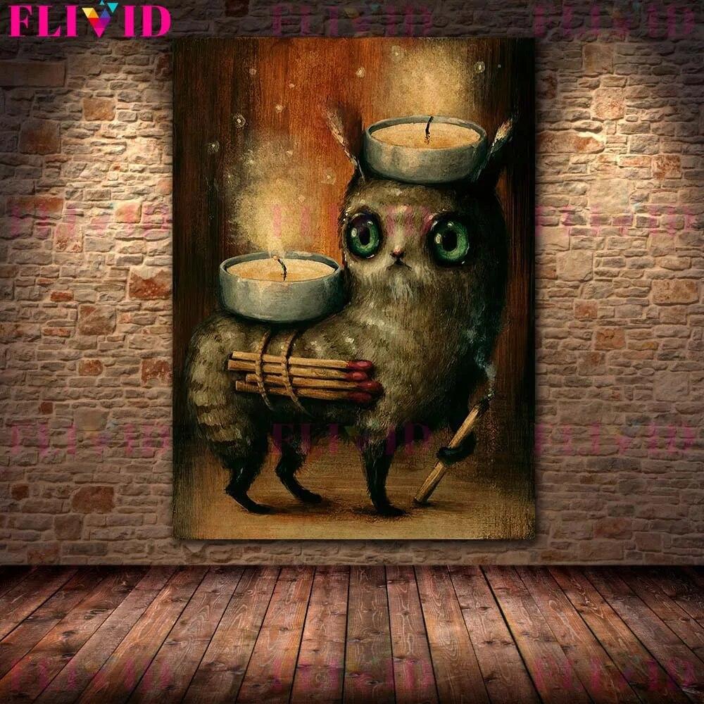 أيام وحشية خمر الرسم على لوحات القماش الجدارية الحيوانات السحرية والوحوش الغريبة ملصق فني وطباعة ديكور المنزل بدون إطار