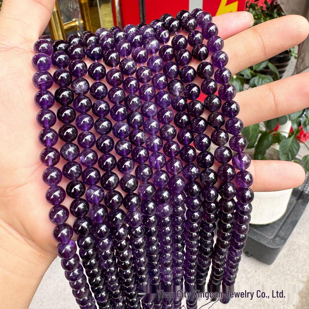 Brazilian Amethyst Round Beads - Deep Purple Crystal for DIY Bracelet Crafting