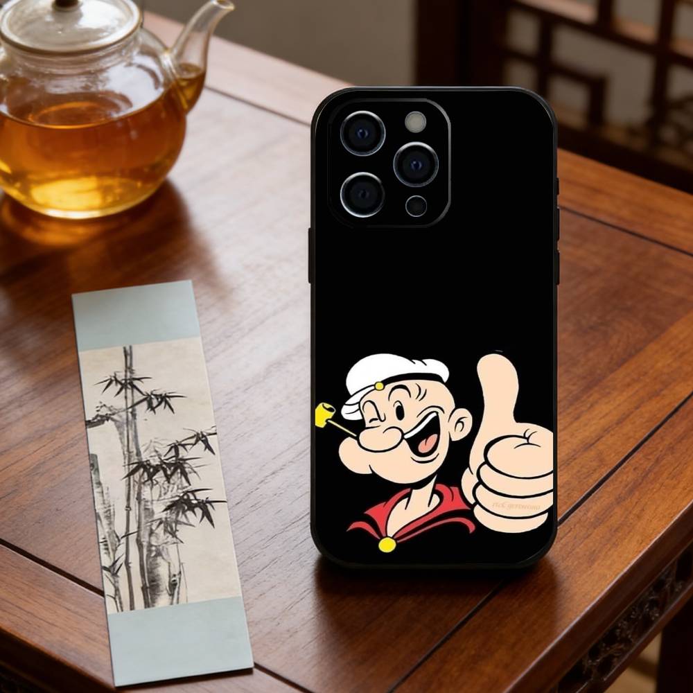 C-Cute cartoon P-Popeye Phone Case For iPhone 17, 16,15,14,13,12,11 Plus,Pro Max, Others Soft Black Cover