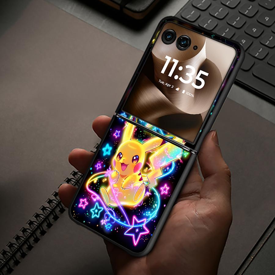 Cute Pokemon Pikachu Case for Motorola 50/60 60 Ultra 50 Back Phone Cover Luxury Funda