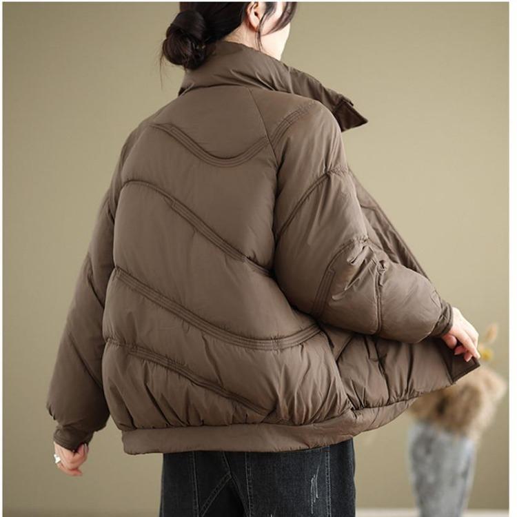 Dámská ležérní volná nadměrná bavlněná vatovaná bunda kabát pro podzim jaro zimu svrchní oděvy