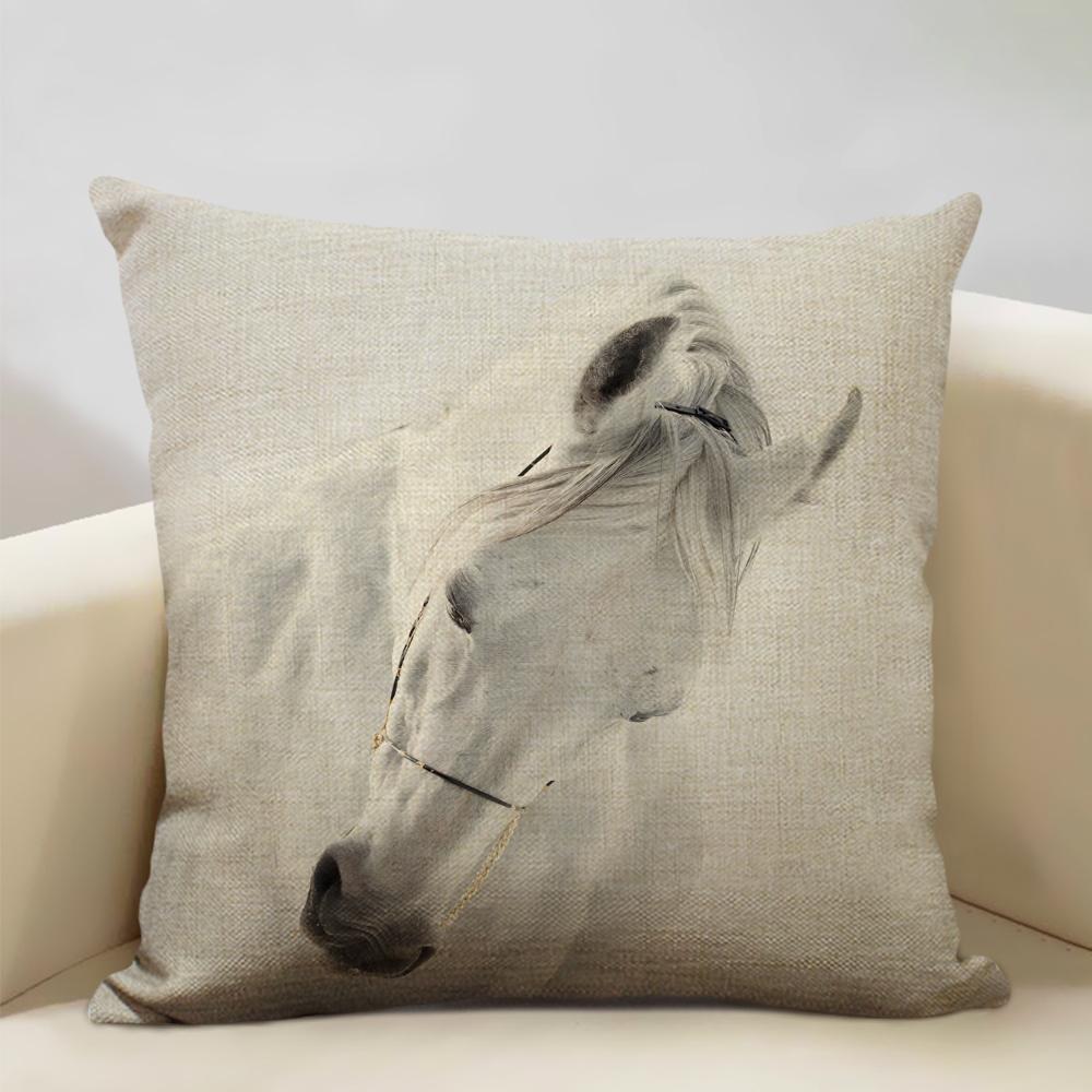 Farm Animals Horse Cushion Cover  45x45cm Linen Pillow Case Luxury Home Sofa Decoration Pillowcase Double-sided Printing
