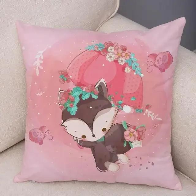Cute Cartoon Giraffe Fox Reindeer Pillow Cover Nordic Children's Room Decoration Sofa Home Animal Cushion