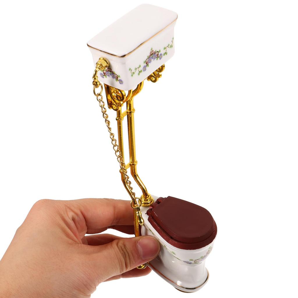 1/12 Scale Ceramic Mini Toilet For Dollhouse Bathroom Accessory Realistic Miniature Furniture Model