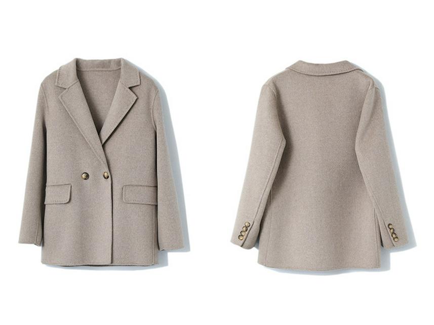 Damen Slim Woll-Melton Übermantel - Mittellang, Doppelseitig mit Reverskragen für Herbst und Winter