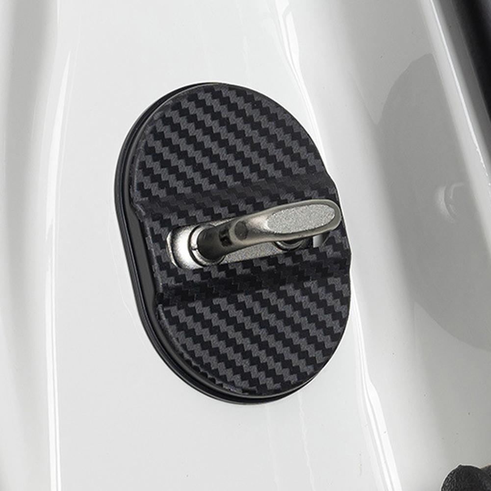 Universal Car Door Lock Protector 4 Pieces Self-Adhesive Auto Decorative Accessories Car Door Lock Rustproof Cover Interior Mirrors 6