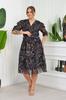 Women's Big Size Dress Plus Size Marble Patterned Chiffon Dress