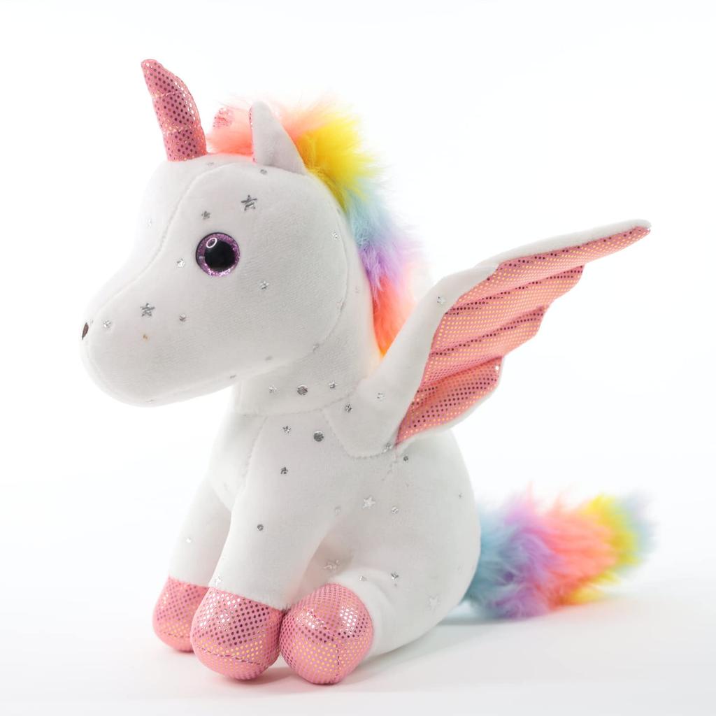 Sew Butiful 8"/20cm Unicorn Stuffed Animal - Cute Plush Toy Gift for 3-8 Years Old Girls, Soft Birthday Present for Baby, Toddler, Kids, Decor (White)