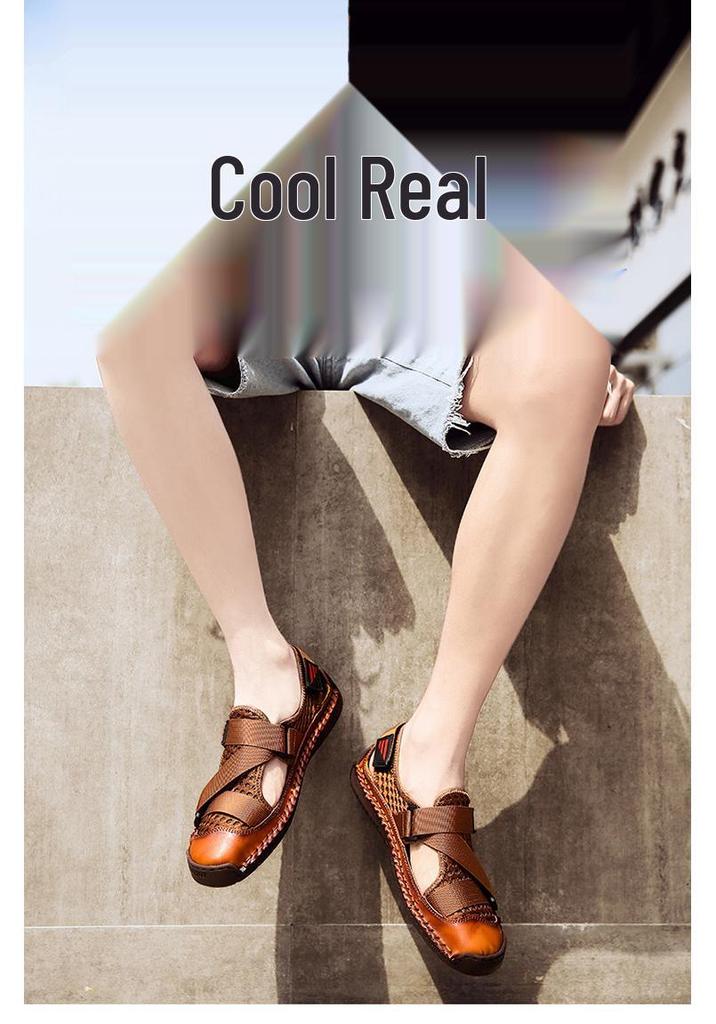 2022 Men's Breathable Korean-Style Toe-Covering Beach Sport Sandals