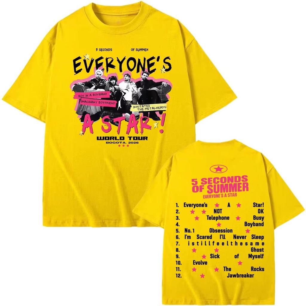Summer Hot Sale Band 5 Seconds Of Summer Everyones A Star 2026 World Tour T Shirts Unisex Harajuku Hip Hop Streetwear T Shirt