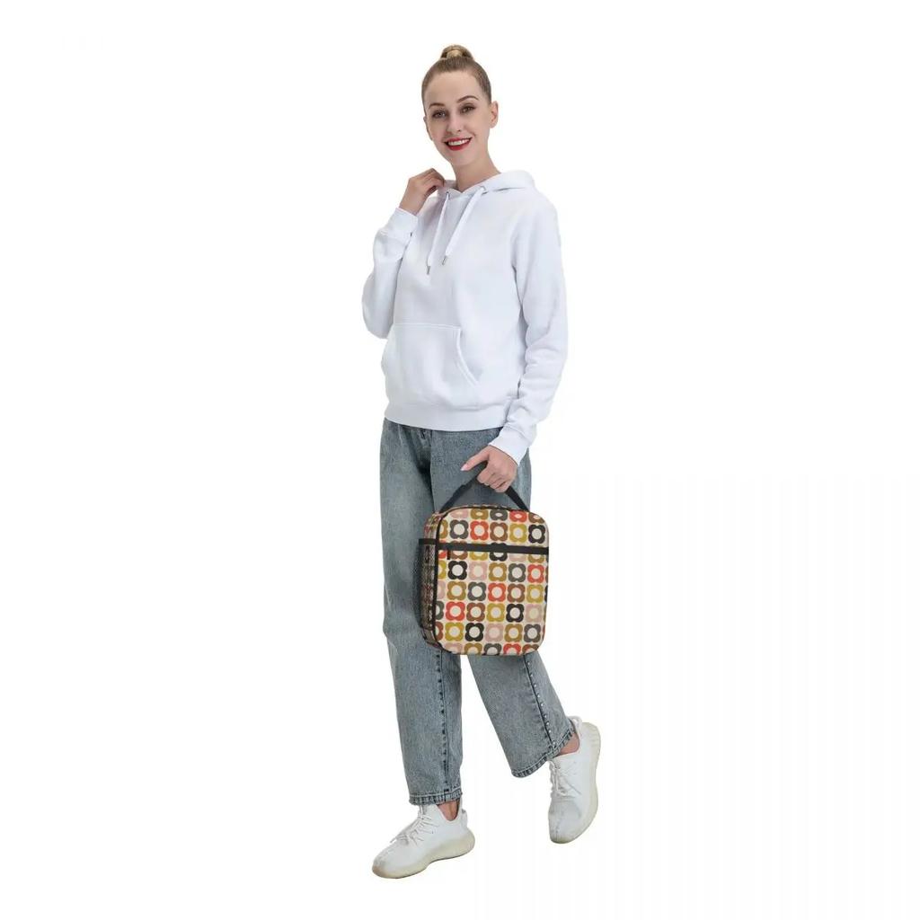 Abstract Flowers Orla Kiely Portable Lunch Box Leakproof Scandinavian Style Thermal Cooler Food Insulated Lunch Bag Kids School