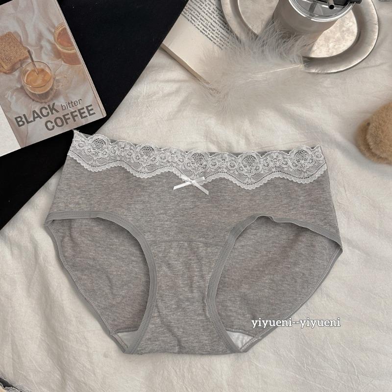 

Девушки хлопок сексуальный кружевной край бесшовные дышащие мешковины бедра расширение промежность трусы нижнее белье One Size серый