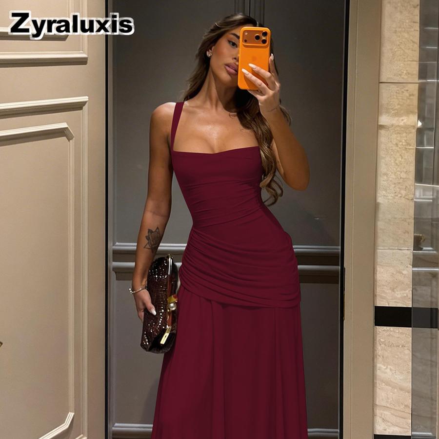 Modisches Neues Abendkleid Schlanke Passform Einfarbiges Design mit Rückenschleife Ärmellos Langes Bodycon-Kleid