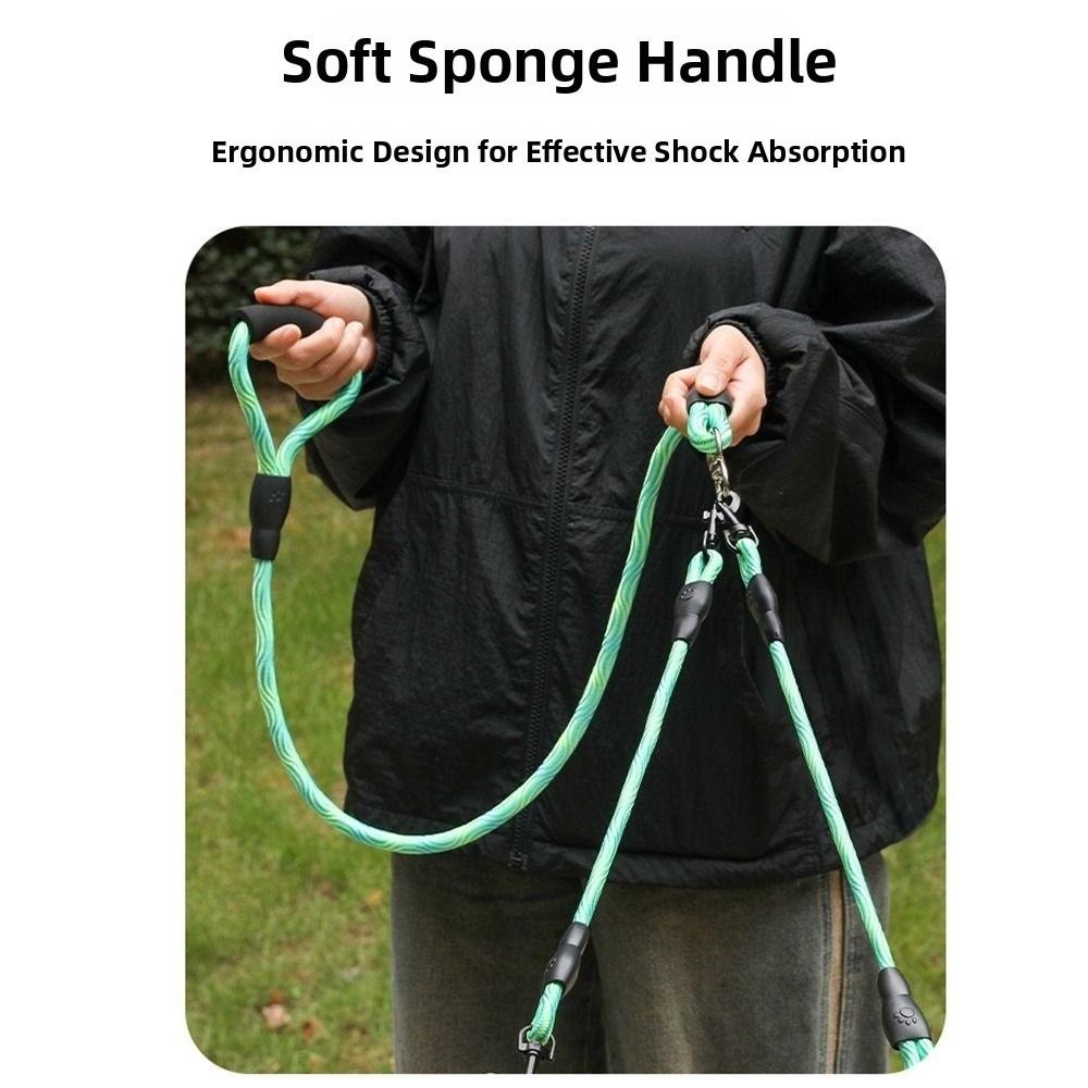 Wave Pattern Double Head Dog Rope Removable Pet Walking Rope Two Dog Lead Rope  Medium Breeds