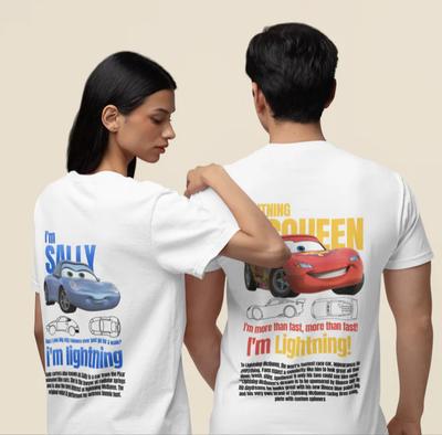 Family Summer Men's Women's Sally I'm Lightning Cars McQueen Graphic T-Shirt Accessories Fun Cotton Couple Top Kids T-Shirt