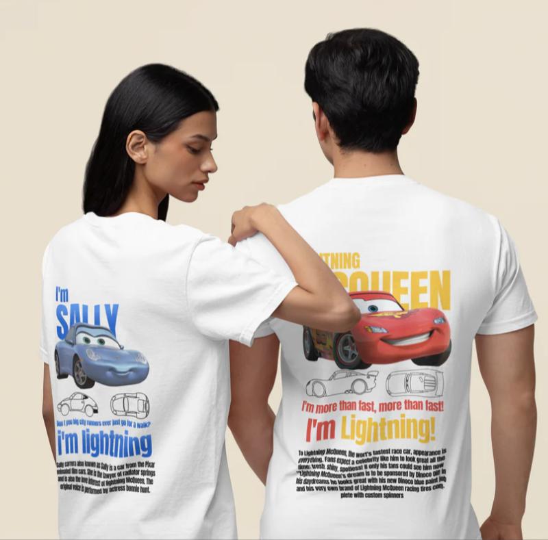 Rodinné Léto Pánské Dámské Sally Jsem Blesk Auta McQueen Grafické Tričko Doplňky Zábavná Bavlna Pár Top Dětské Tričko