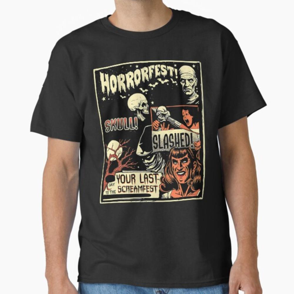 Vintage Horrorfest Poster Halloween Movie Old Time Horror T-Shirt Unisex T-Shirt XL
