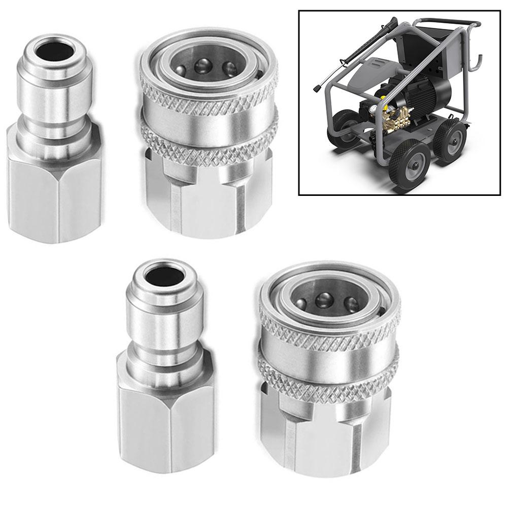 NPT 3/8 Connector Kit Stainless Steel 38 Quick-Connect Adapter Kit For High-Pressure Washers Quick Connector Male Nipples