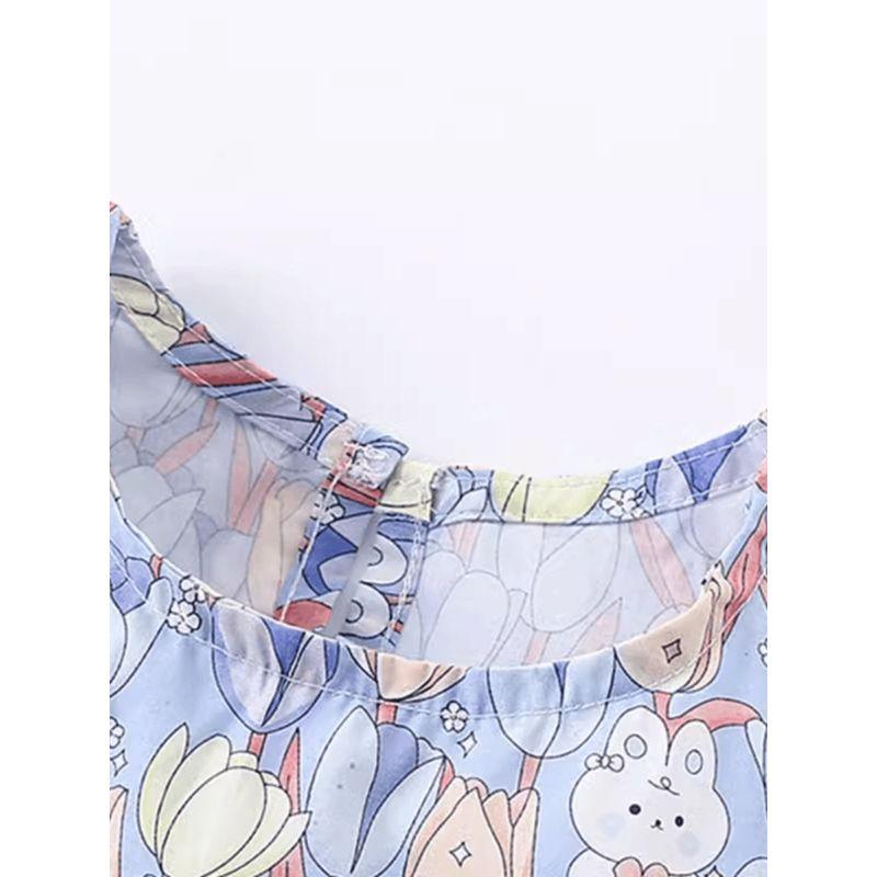 Summer 2024 New Sweet Princess Dress for Baby Girls, Stylish Floral Short-Sleeved Dress, Thin Summer Tulip Dress