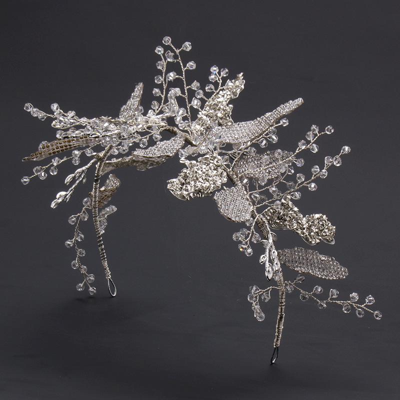 Handmade European Forest Crystal Bridal Headband for Wedding Dress Styling