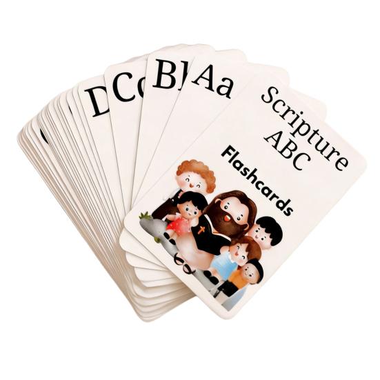 26 Pcs ABC Christian Flashcards Faith Based Alphabet Learning Cards Religious Scripture Bible