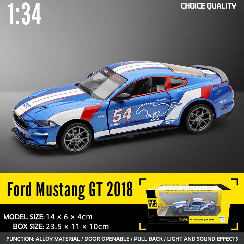 CCA Genuine Licensed 1/34 Scale Ford Mustang GT2018 Alloy Car Model Sound Light Pullback Diecast Metal Toy Vehicles Boy Gift
