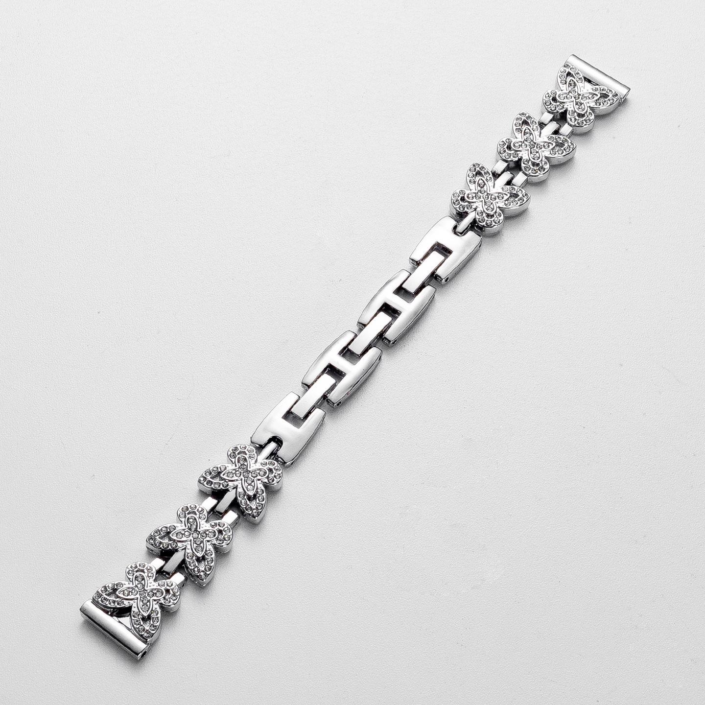 Strass Schmetterling Uhrenarmband für Huawei Watch Fit 4 Pro - Modisches Armband-Design. Xiaomi 8/9/10 [NFC Universal] silber
