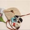 Pu Leather Weave Straw Crossbody Bag Wood Bead Tassels Beach Bag Fashion Raffia Bag  Shopping