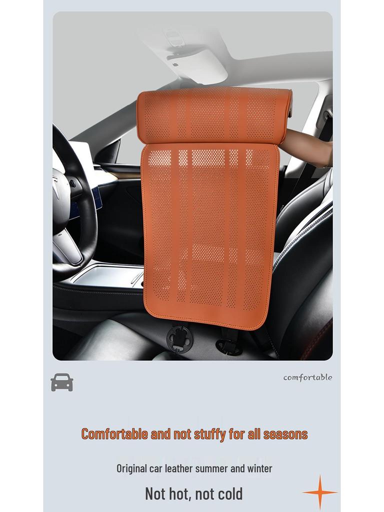 Universales Leder-Autositzkissen mit Beinstütze – Perforiert, Atmungsaktiv, Ganzjahresdesign