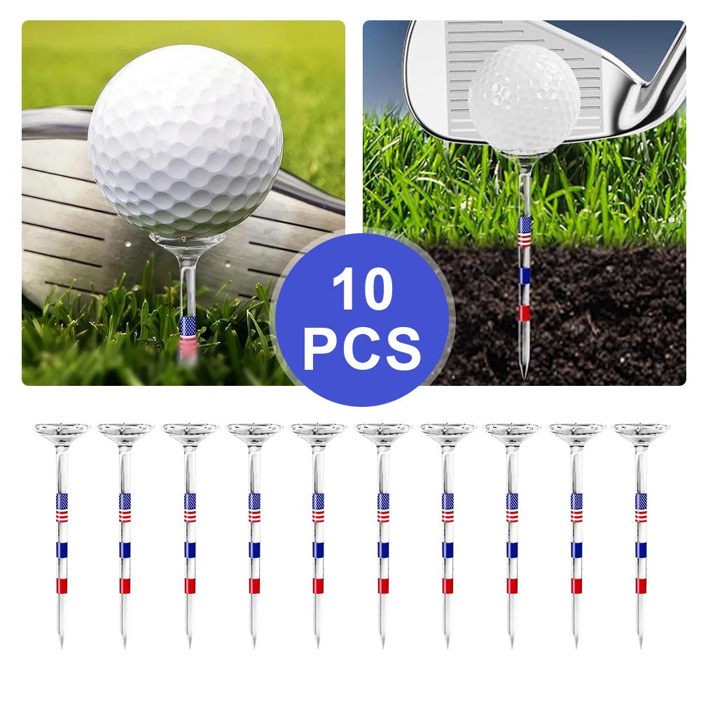 10PCS Golf Tees Reduces Friction and Side Spin 3-1/4 Inch Plastic Golf Tees USA American Flag Golf Plastic Tees Gifts for Men