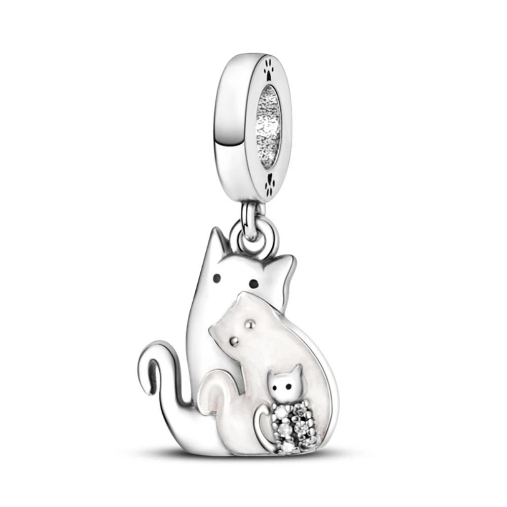 925 Silver Cute Cat Charm Pendant Beads for DIY Jewelry Making Bracelet Necklace Women Fine Gift