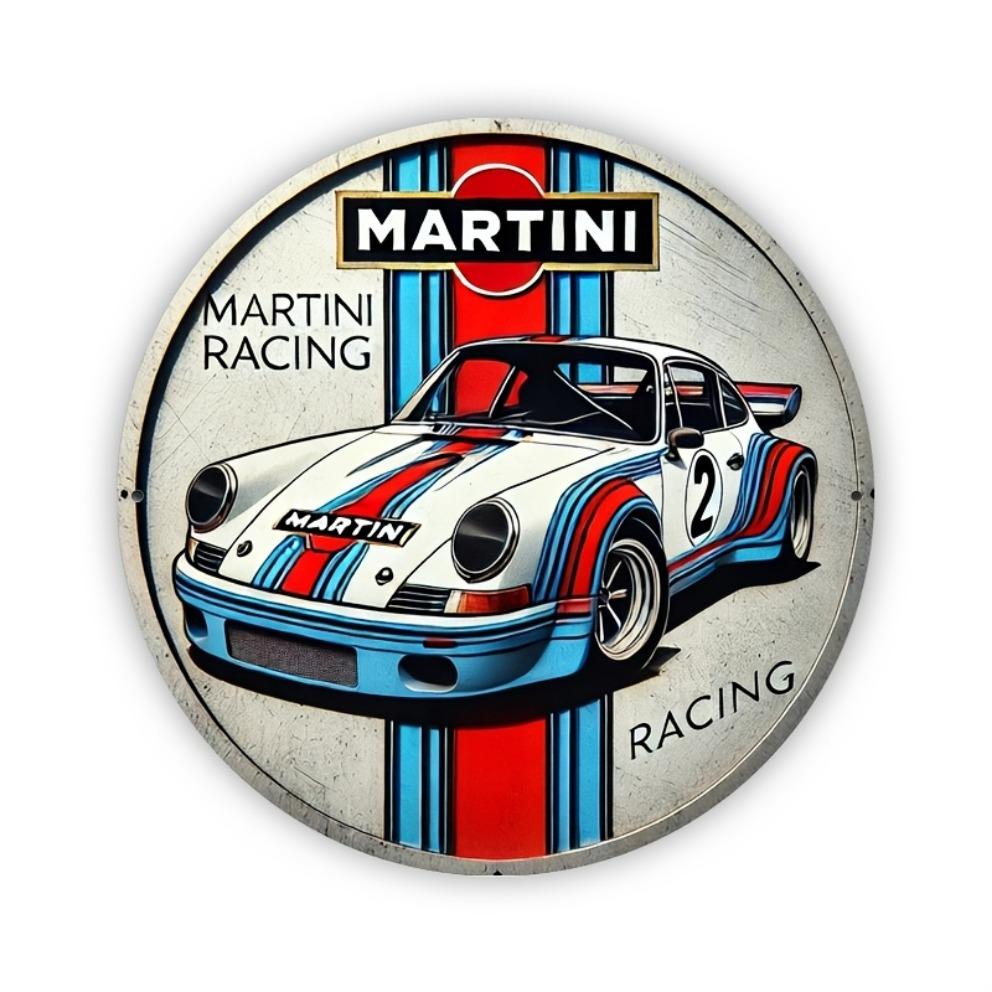 Room Decor Martini Racing Themed Metal Sign Durable Foil Engraved Wall Art For Bedroom Home Decor Lovers 20x20cm(8x8inch)