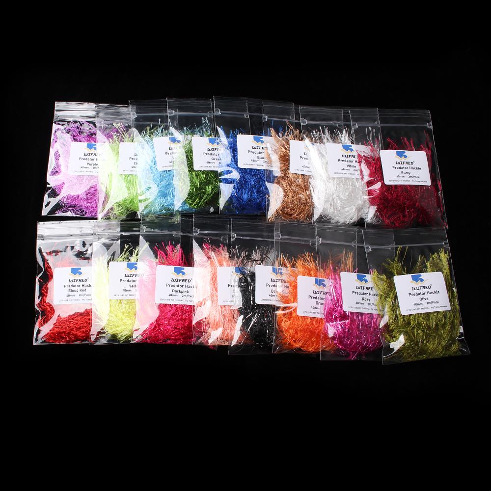 2M/Pack Predator Hackle Single-Sided Chenille Predator Hackle Fly Tying Material For Streamer Bodies Trout Pike Muskie Predators Fishing Lures