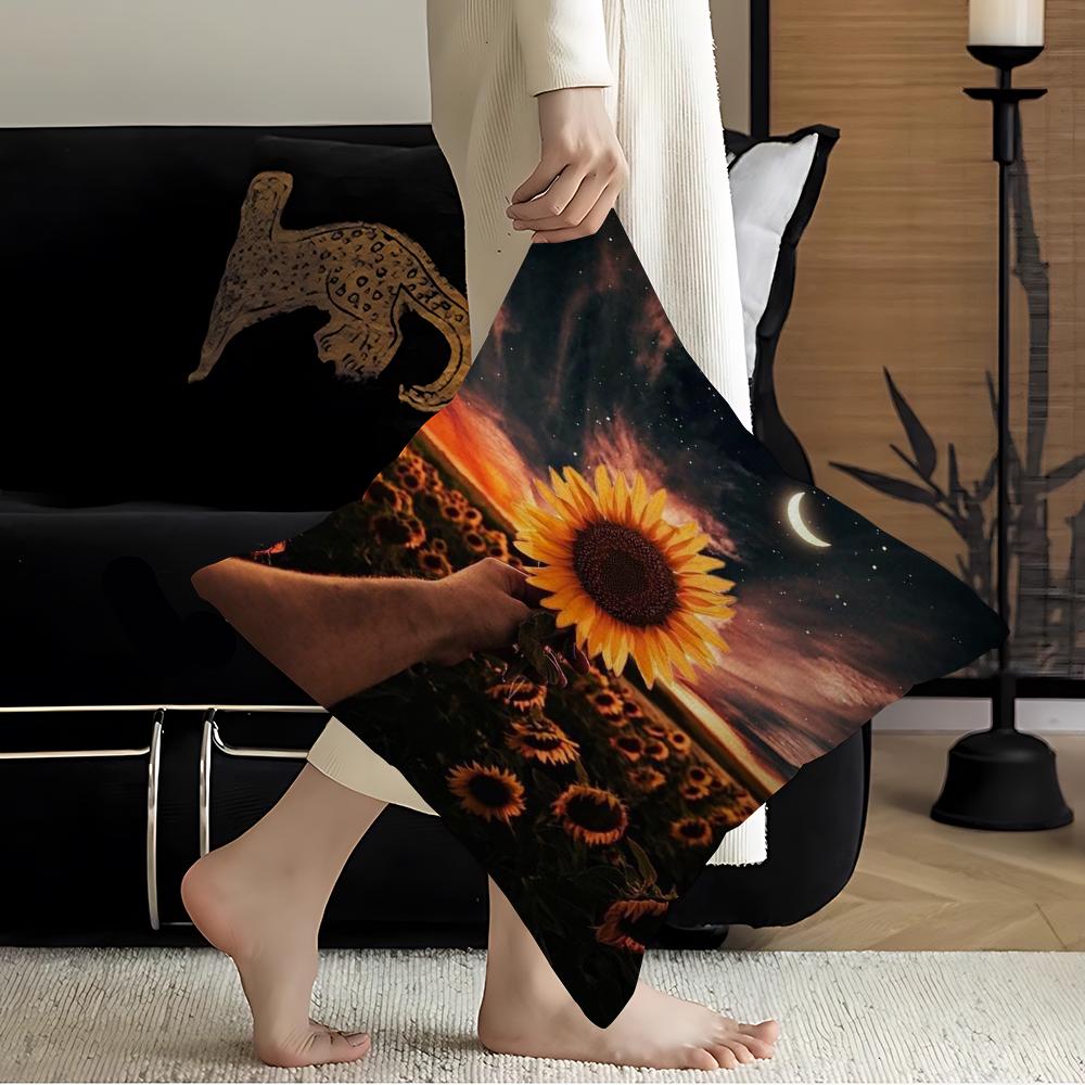 Nature Blue Sky Cloud Sunflower 45*45cm Cushion Cover Pillow Cover Decor Pillowcase Home Pillowcase For Couch Pillow