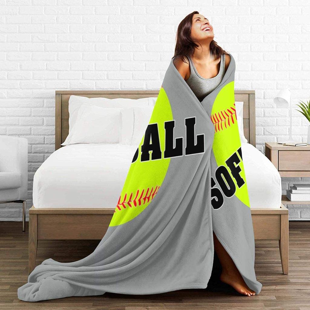 Blanket Softball Baseball in Grey Throw Blanket Ultra Soft Velvet Blanket Lightweight Bed Blanket Quilt Durable Home Decor