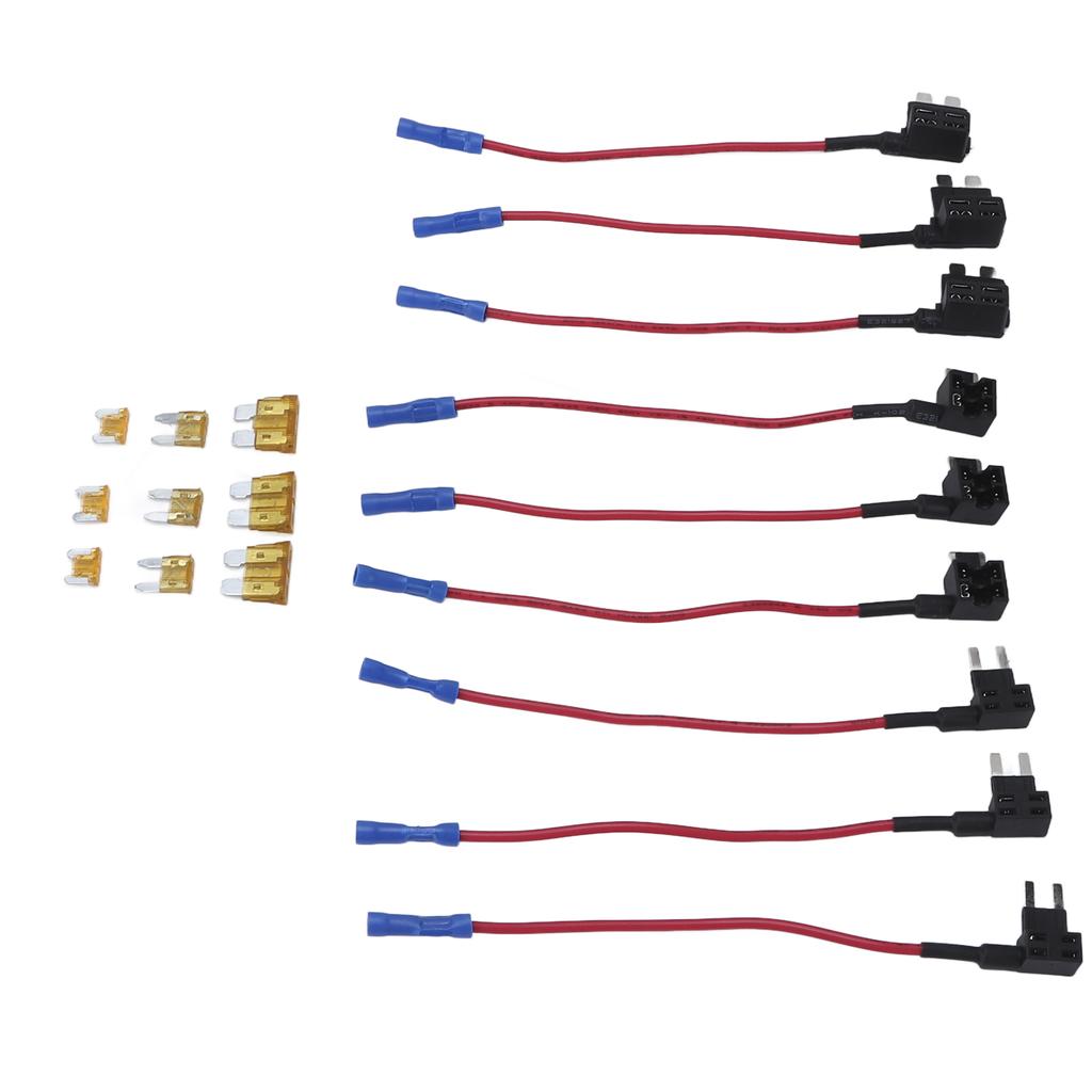 9 Pack 12V Add A Circuit Adapter 3 Types Fuse Tap Holder Standard Mini Low Profile with 5A Blade Fuse