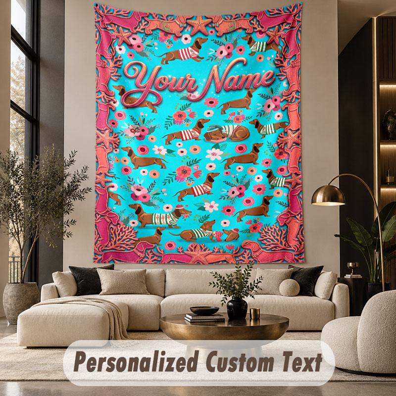 Floral Garden (324) Theme Wall Tapestry Customized With Name Text Personalized Hanging Tapestry For Bedroom Living Room Decor