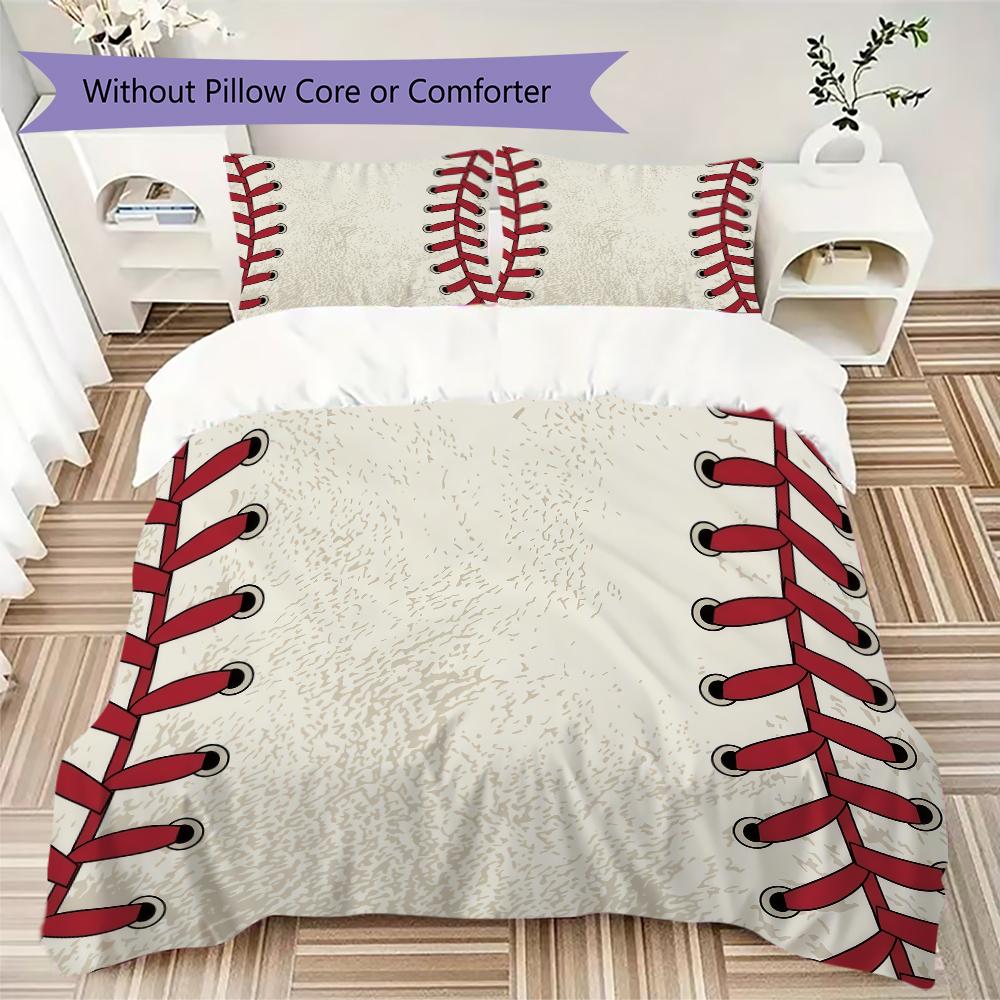 Dynamic Football Baseball Pattern Bedding Uilt Set Uilt Cover Pillowcase Home Decoration Birthday Gift (1 * Duvet Cover + 2 * Pillowcase Without Core)