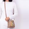 Coach Town 16 Rainbow Logo Print Dark Wood Leather Bucket Bag Women Bags Khaki C6835-IME7V