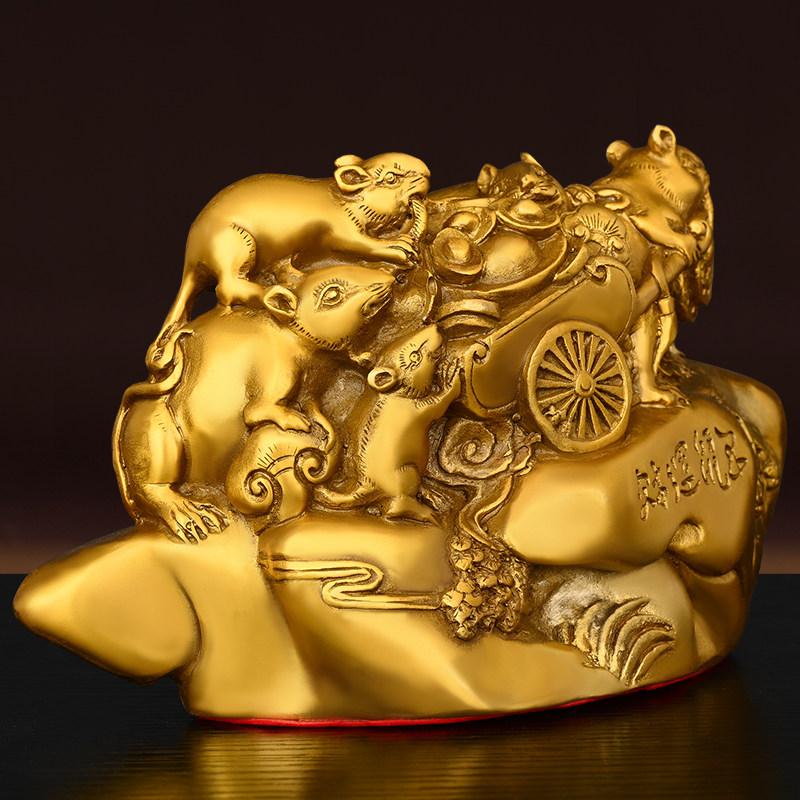 Brass Zodiac Rat Figurine The Fifth Rat of The Zodiac Bringing Wealth and Prosperity Home Office Desks Decor