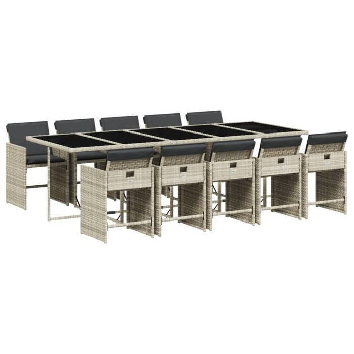 VidaXL Ensemble à manger de jardin 11pcs avec coussins gris poly rotin 3277882