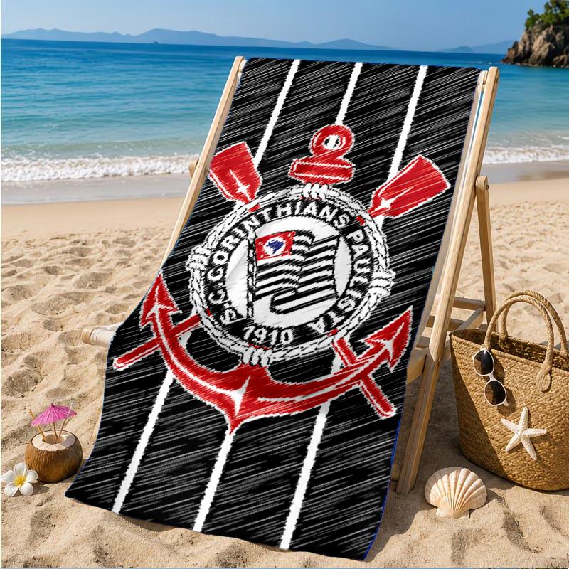 Sport Club Football Crest Printed Microfiber Beach Towel, Soft And Absorbent, Quick-Dry, Ideal for Summer Travel, Beach Essential, Swimming Pool
