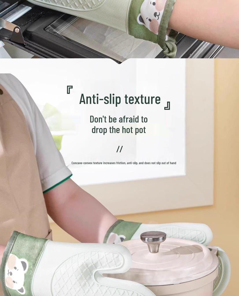 Guanti da forno in silicone resistenti al calore: Antiscivolo, Spesso, Impermeabile, Protezione Anti-Scottatura